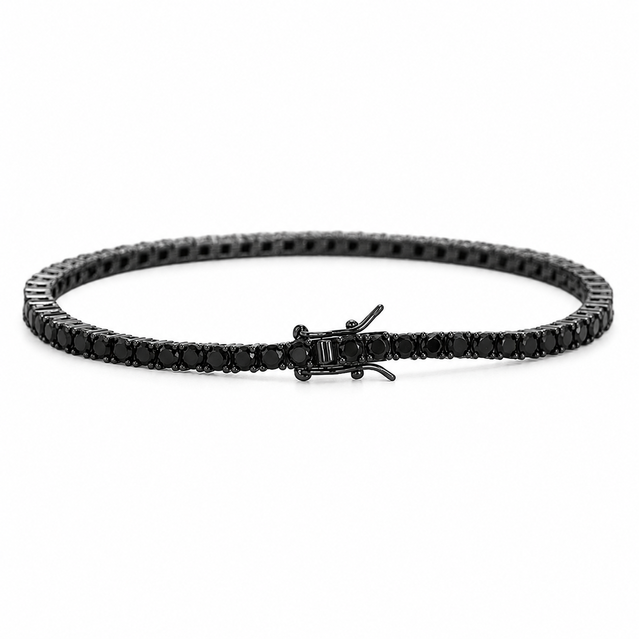 Pulseira riviera zircônias negras ródio negro