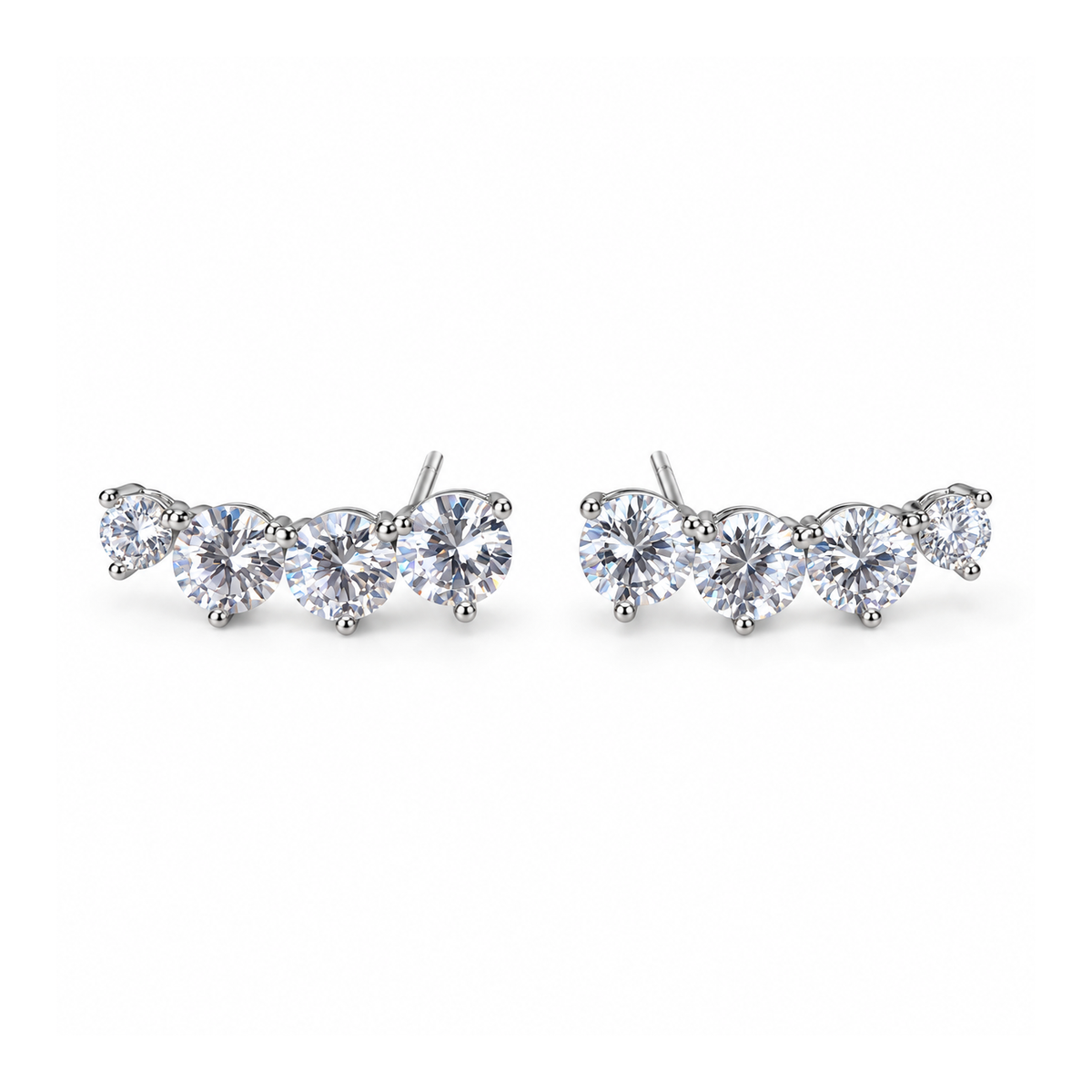 Brinco ear cuff Rise zircônias brancas ródio branco