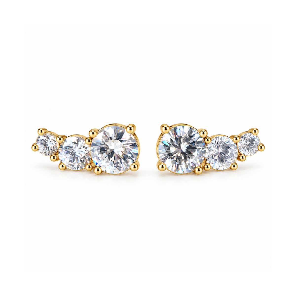 Brinco ear cuff Steps zircônias brancas ouro