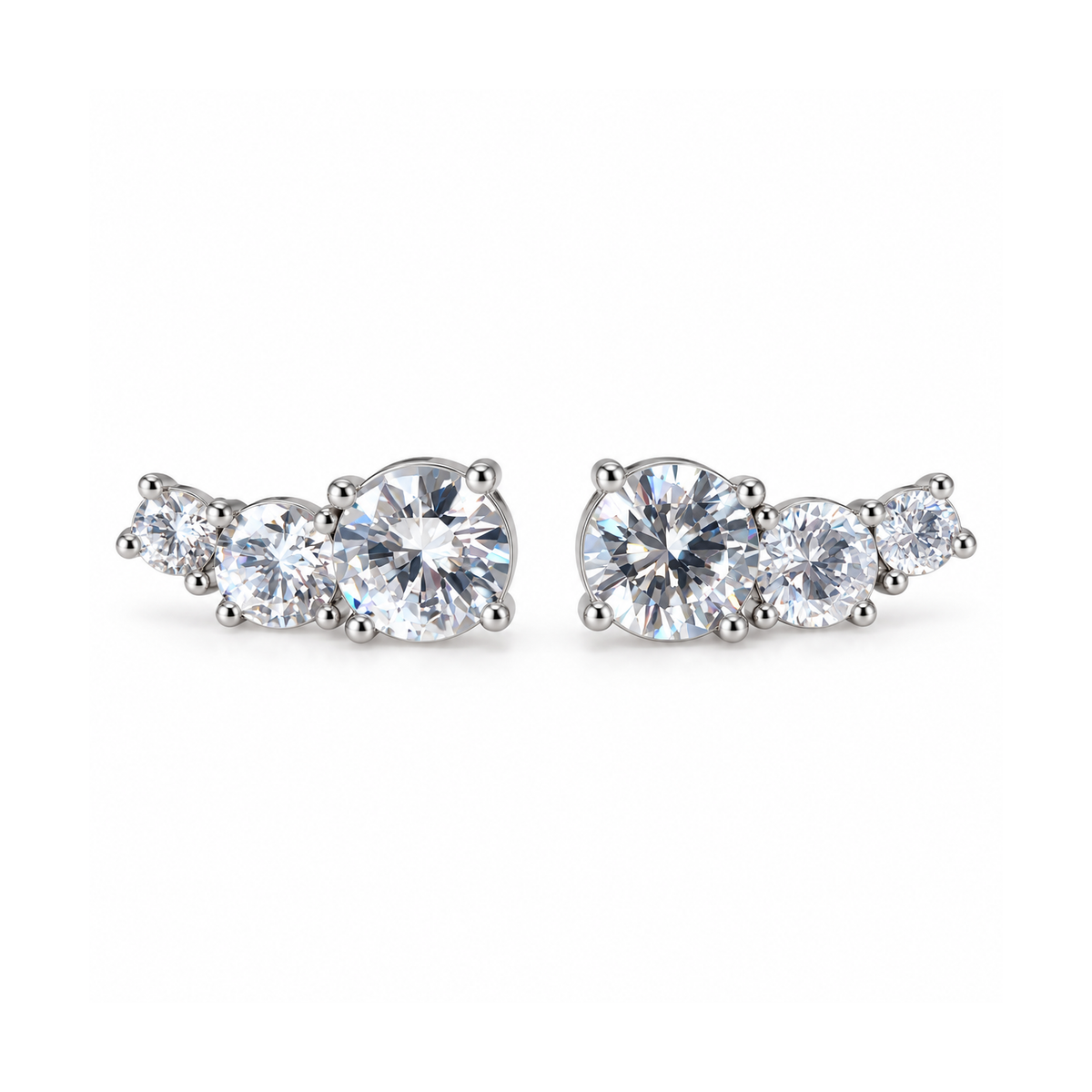 Brinco ear cuff Steps zircônias brancas ródio branco