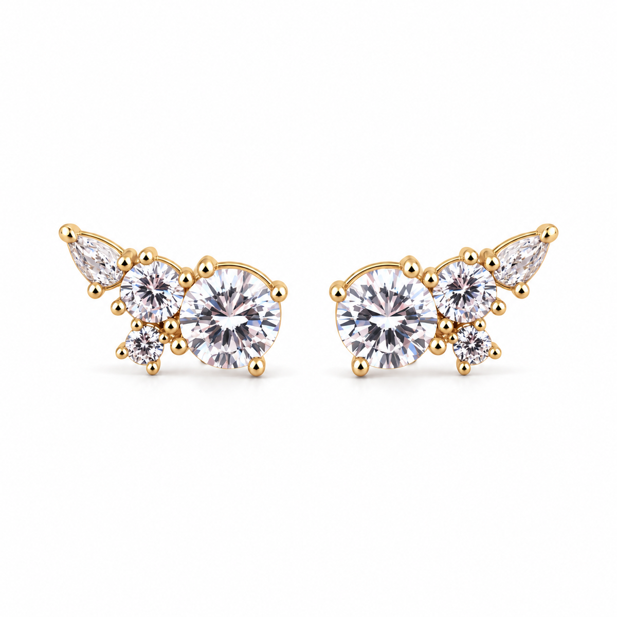 Brinco ear cuff Wing zircônias brancas ouro